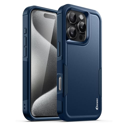 KARWAN Shockproof Back Case Cover Compatible with iPhone 16 Pro Max, Heavy Duty Case with 360 Degree Camera Protection, Dual Layer Rugged Bumper Protection Cover with Matte Finish (Blue) - Image 1