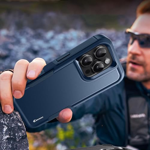 KARWAN Shockproof Back Case Cover Compatible with iPhone 16 Pro Max, Heavy Duty Case with 360 Degree Camera Protection, Dual Layer Rugged Bumper Protection Cover with Matte Finish (Blue) - Image 5