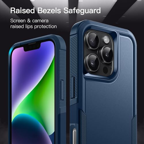 KARWAN Shockproof Back Case Cover Compatible with iPhone 16 Pro Max, Heavy Duty Case with 360 Degree Camera Protection, Dual Layer Rugged Bumper Protection Cover with Matte Finish (Blue) - Image 4