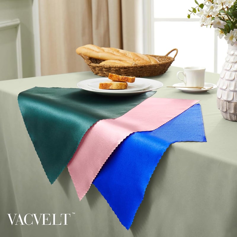 VACVELT 24 Pack Blush Pink Satin Napkins 17x17 Inch Wedding Napkins Scalloped Elegant Dinner Napkins Square Table Napkins Decor Silky Satin Cloth Napkins for Restaurant Banquet Graduation Party - Image 4
