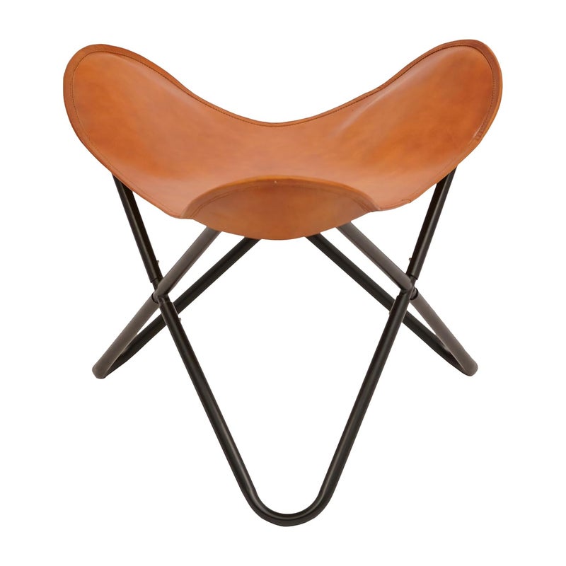 Orbit Art Gallery Leather Living Room ChairsButterfly Chair Brown Leather arm Chair Star Butterfly Handmade with Powder Coated Folding Chairs Tan