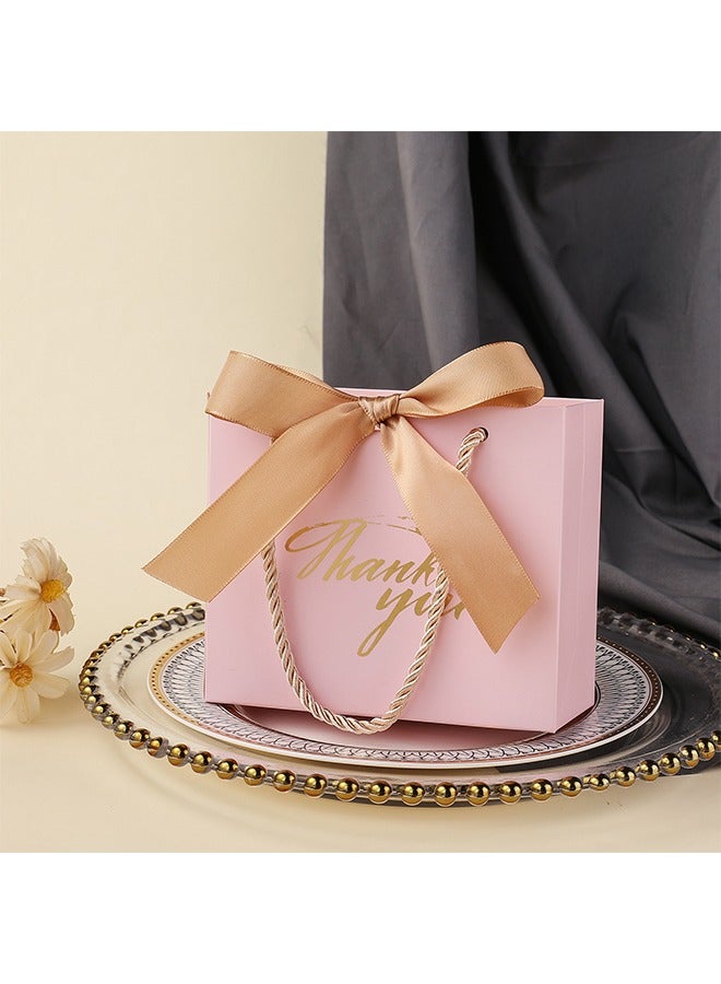 JS 9 Pack Thank You Pink Gift Bags, with Handles 5.5 x 2.4 x 4.7 Inches Small Gift Bags with Bow Ribbon Party Favor Bags Paper Gift Bags Bulk for Baby Shower, Wedding, Party Favor, Birthday - Image 4