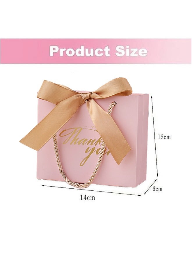 JS 9 Pack Thank You Pink Gift Bags, with Handles 5.5 x 2.4 x 4.7 Inches Small Gift Bags with Bow Ribbon Party Favor Bags Paper Gift Bags Bulk for Baby Shower, Wedding, Party Favor, Birthday - Image 5