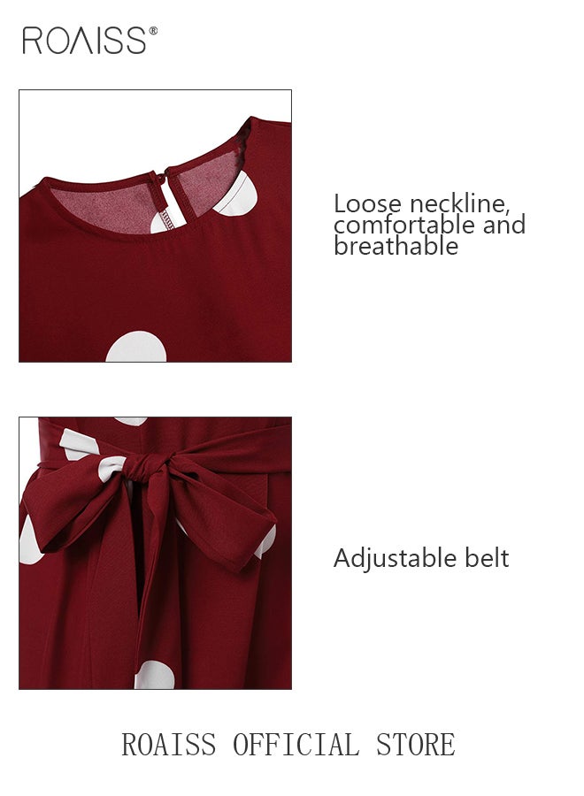 رويس فستان نسائي بأكمام طويلة عتيق زخرفة منقطة  تنورة طويلة بحزام بحواف كبيرة ملابس إسلامية إسلامية - Image 4