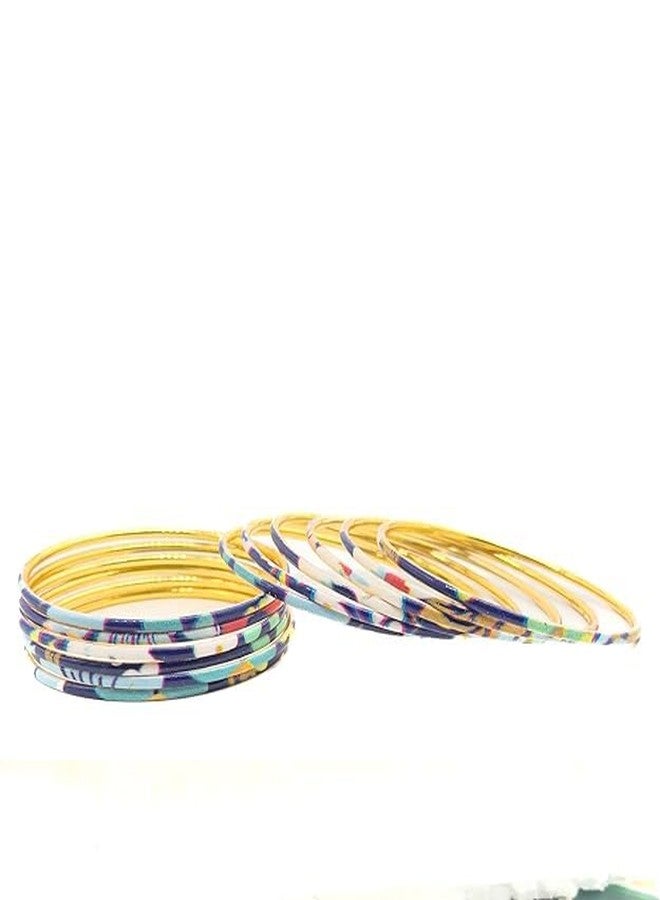 BANGLESKART مجموعة أساور BANGLESKART المصنوعة من سبيكة معدنية مطبوعة، 12 قطعة، أساور متعددة الألوان بتصميمات مميزة للنساء - Image 4