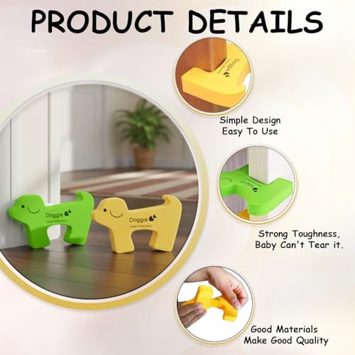 SYGA Children Safety No Finger Pinch Foam Door Stopper Colorful Baby Child Kid Cushiony Finger Hand Safety, Curve Doggie Shaped Door Stop Guard-12Pcs Set, Multicolor - Image 4