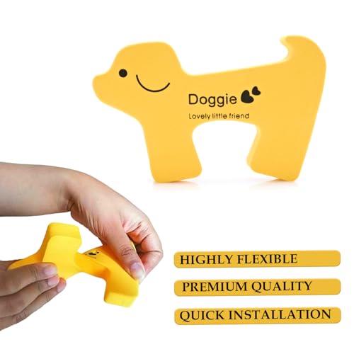 SYGA Children Safety No Finger Pinch Foam Door Stopper Colorful Baby Child Kid Cushiony Finger Hand Safety, Curve Doggie Shaped Door Stop Guard-12Pcs Set, Multicolor - Image 5