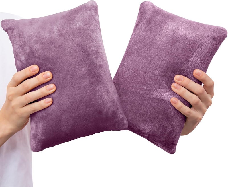 1 MIDDLE ONE 2 Pack Small Pillow, Memory Foam Mini Pillow 11 X 7 Inches for Travel, Sleeping, Nap and Neck, Knee, Lumbar Support, Tiny Cushion for Pet, Dogs (Dark Purple) - Image 1