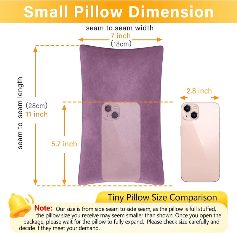 1 MIDDLE ONE 2 Pack Small Pillow, Memory Foam Mini Pillow 11 X 7 Inches for Travel, Sleeping, Nap and Neck, Knee, Lumbar Support, Tiny Cushion for Pet, Dogs (Dark Purple) - Image 3