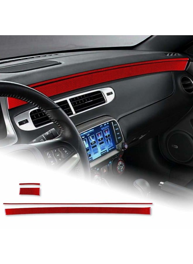 AIRSPEED Carbon Fiber Car Center Console Dash Panel Sticker Interior Trim Decal Accessories for Chevrolet Camaro 2010 2011 2012 2013 2014 2015 (Red) - Image 1