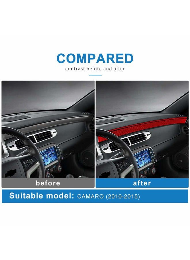 AIRSPEED Carbon Fiber Car Center Console Dash Panel Sticker Interior Trim Decal Accessories for Chevrolet Camaro 2010 2011 2012 2013 2014 2015 (Red) - Image 4