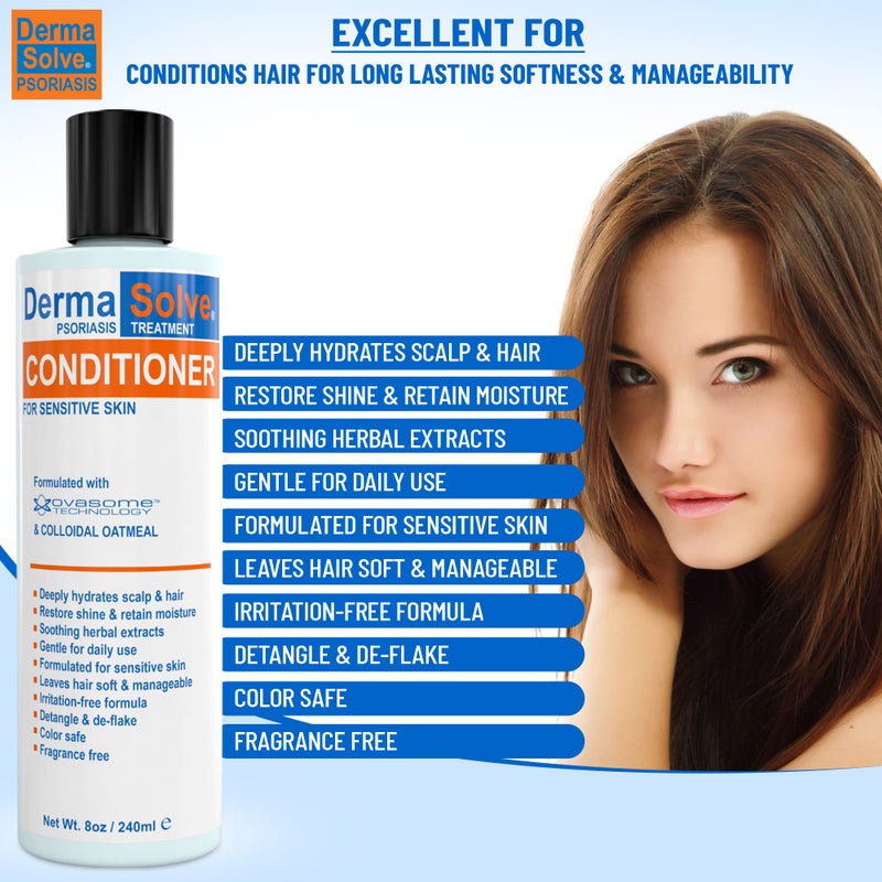 DermaSolve Scalp Psoriasis & Dandruff free Medicated Shampoo with Conditioner, Ultimate Seborrheic Dermatitis Treatment for Itchy, Flakey Scalp, Soothing & Moisturizing Relief - Image 3