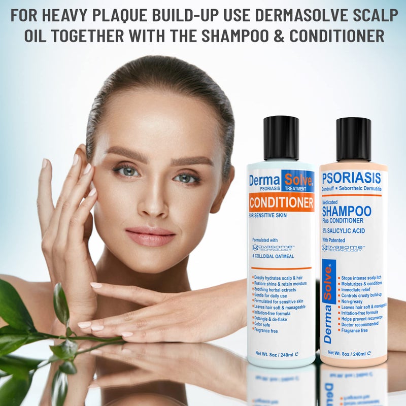 DermaSolve Scalp Psoriasis & Dandruff free Medicated Shampoo with Conditioner, Ultimate Seborrheic Dermatitis Treatment for Itchy, Flakey Scalp, Soothing & Moisturizing Relief - Image 5