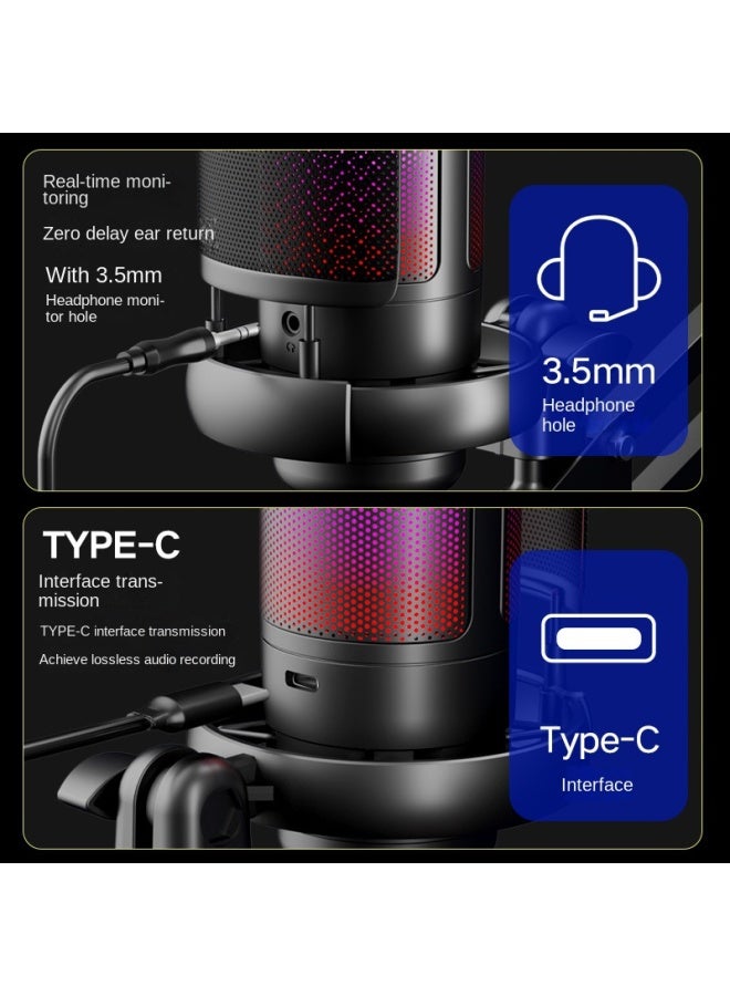 يو إس بي ميكروفون USB للهواتف المحمولة، كاريوكي، التسجيل، المؤتمرات، الكمبيوتر، ألعاب الإلكترونية، ميكروفون مكثف احترافي - Image 2