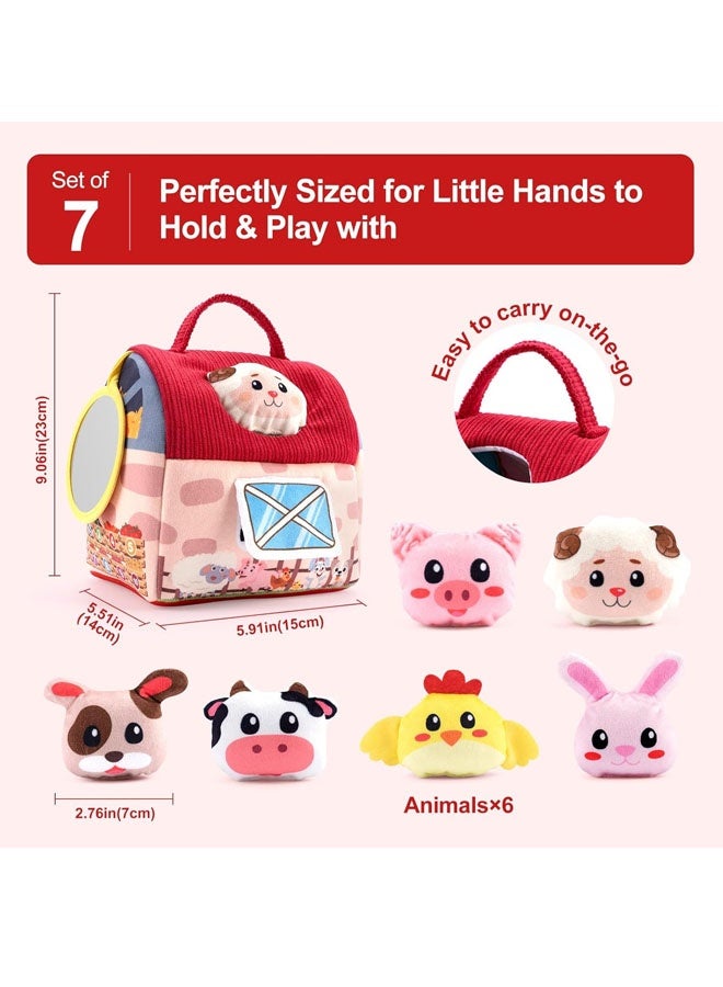 بيوينتي ألعاب الطفل 6-12 شهور -ميني حيوانات المزرعة شكل فرز الألعاب مع 6pc حشو حيوانات المزرعة لعبة بلوش، التجاعيد، ورقة التجاعيد، المرآة - مشغولة لعبة مونتيسوري للأطفال، ألعاب الحسية للأطفال الصغار 1-3 سنة - Image 5