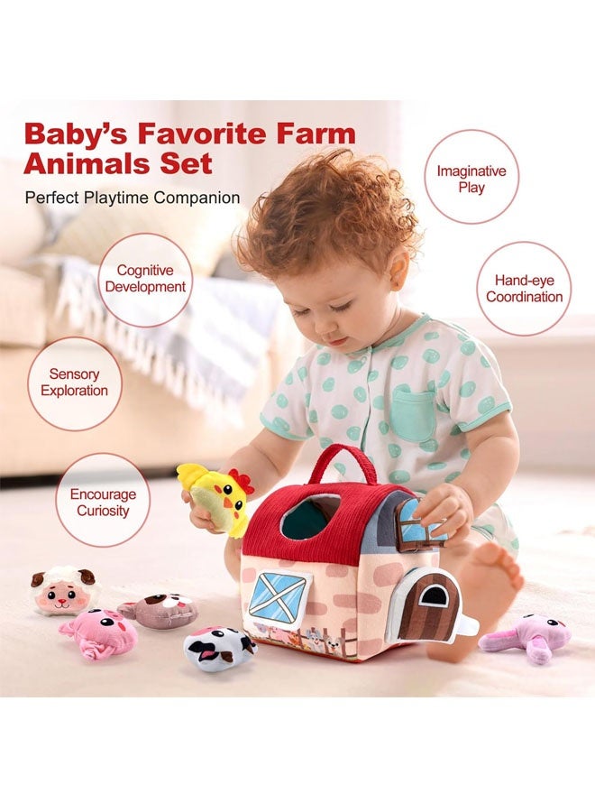 بيوينتي ألعاب الطفل 6-12 شهور -ميني حيوانات المزرعة شكل فرز الألعاب مع 6pc حشو حيوانات المزرعة لعبة بلوش، التجاعيد، ورقة التجاعيد، المرآة - مشغولة لعبة مونتيسوري للأطفال، ألعاب الحسية للأطفال الصغار 1-3 سنة - Image 3