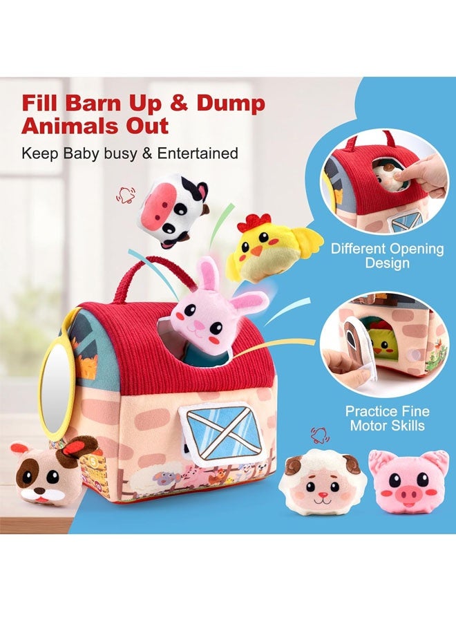 بيوينتي ألعاب الطفل 6-12 شهور -ميني حيوانات المزرعة شكل فرز الألعاب مع 6pc حشو حيوانات المزرعة لعبة بلوش، التجاعيد، ورقة التجاعيد، المرآة - مشغولة لعبة مونتيسوري للأطفال، ألعاب الحسية للأطفال الصغار 1-3 سنة - Image 2