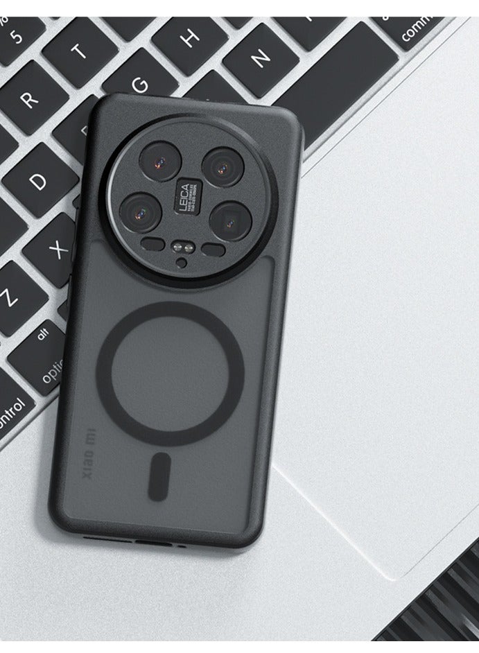 general Magnetic Case for Xiaomi 15 Ultra, Frosted Matte Translucent Black Case Anti-Yellowing Airbag Shockproof PC+TPU Protective Back Cover Support Wireless Charging - Image 4