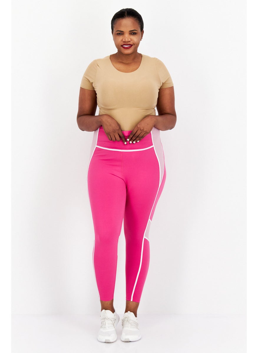 Reebok Women Plus Size Training Tight, Pink  - Image 4