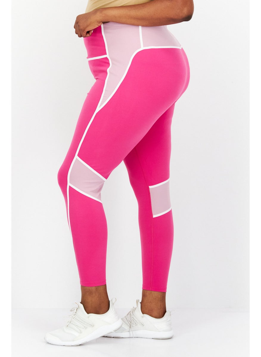 Reebok Women Plus Size Training Tight, Pink  - Image 3