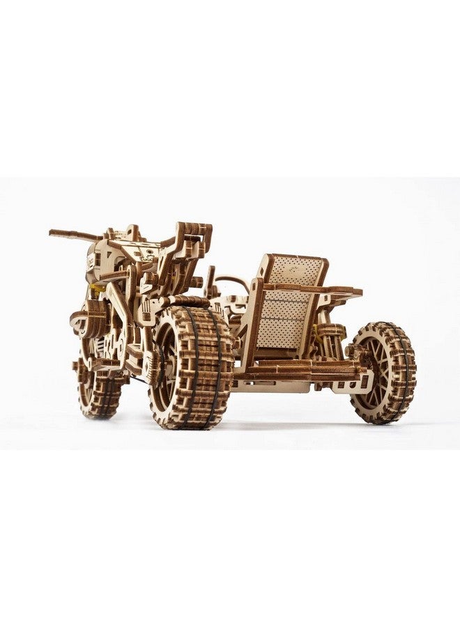 UGEARS UGEARS Scrambler UGR-10 with Sidecar Motorcycle 3D Puzzles - Wooden Model Kits for Adults to Build - Retro Design Sidecar Motorbike Model Kit with Rubber Band Motor - Bike Model Building Kit  - Image 5