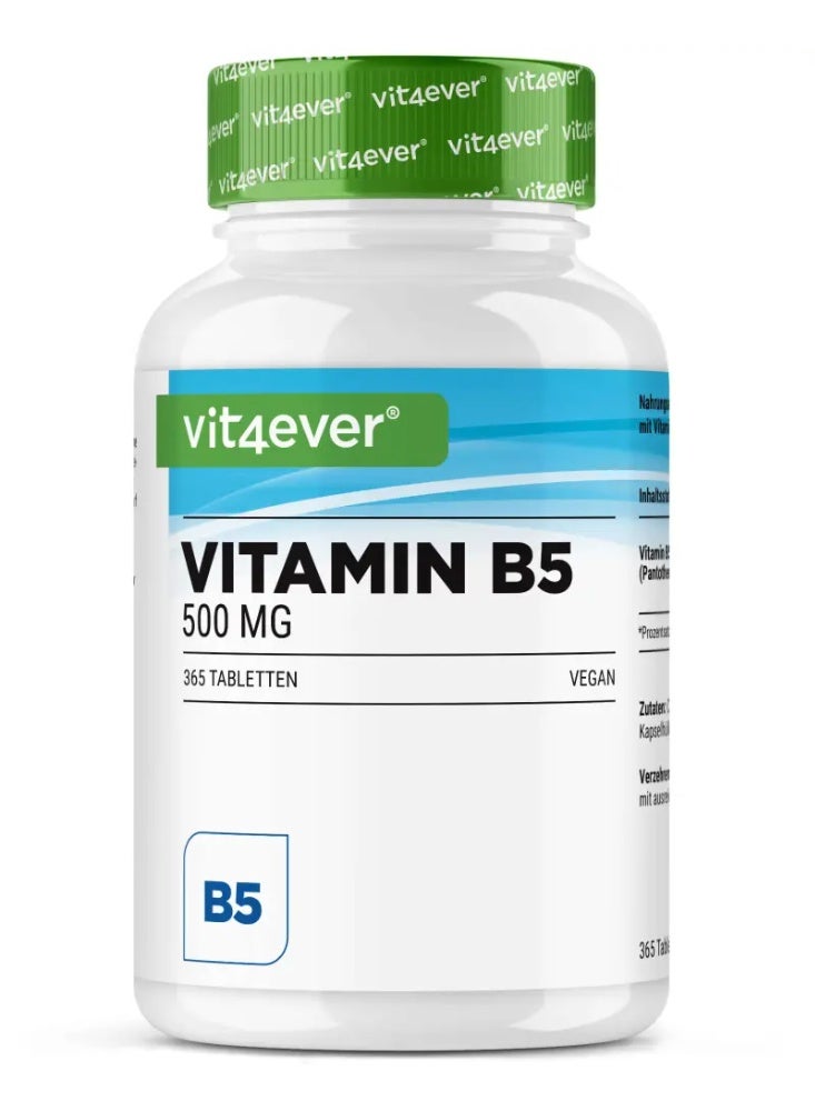 Vit4ever Vitamin B5 ,Supports energy production ,Promotes healthy skin, hair, and nails ,365 tablets - Image 1
