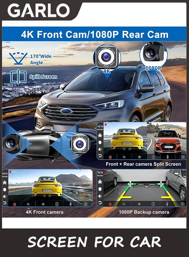 Garlo Carplay Screen for Car,10.26" HD IPS Wireless Portable Car Stereo for Apple Carplay&Android Auto,Car Audio Receivers with 4K Dash Cam/1080P Rear Camera,GPS Navigation,Mirror Link,FM,Voice Control - Image 4