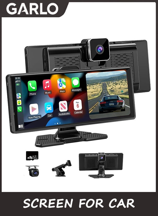 Garlo Carplay Screen for Car,10.26" HD IPS Wireless Portable Car Stereo for Apple Carplay&Android Auto,Car Audio Receivers with 4K Dash Cam/1080P Rear Camera,GPS Navigation,Mirror Link,FM,Voice Control - Image 1