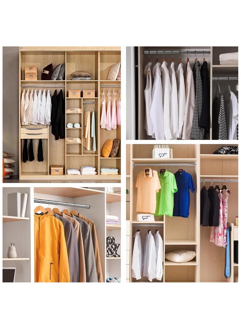 NANAO Adjustable closet Rod, Wall mounted hanging Rod for closet, Premium 304 Stainless Steel closet Pole closet Bar with socket set for Wardrobes (48cm-80cm) - Image 5