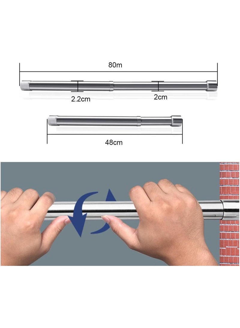 NANAO Adjustable closet Rod, Wall mounted hanging Rod for closet, Premium 304 Stainless Steel closet Pole closet Bar with socket set for Wardrobes (48cm-80cm) - Image 2