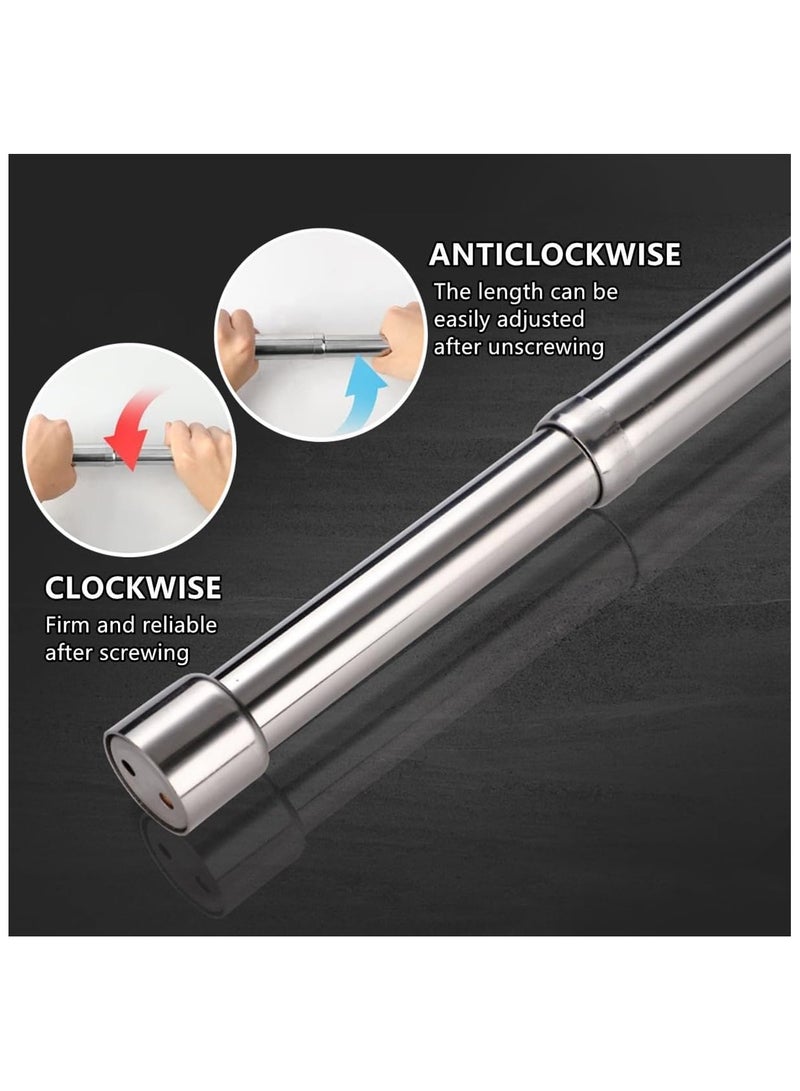 NANAO Adjustable closet Rod, Wall mounted hanging Rod for closet, Premium 304 Stainless Steel closet Pole closet Bar with socket set for Wardrobes (48cm-80cm) - Image 4