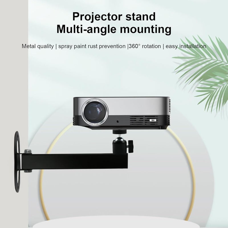 Projector Wall Mount Stand Ceiling Projector Holder with 360°rotatable Head and 90°Tilting for Home Theater - Image 2
