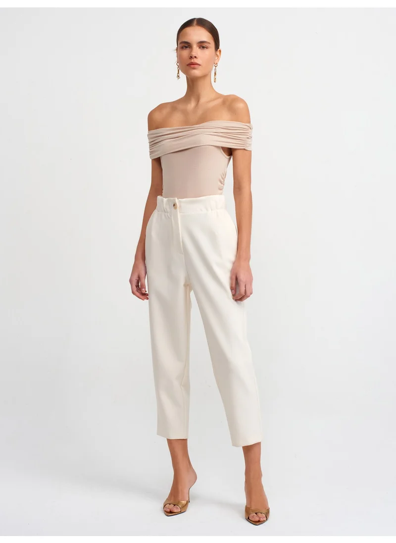 ديلفين 30902 Off Shoulder Gathered Top-Beige