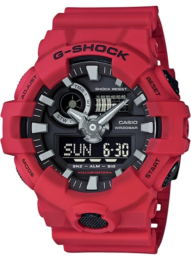 CASIO G-shock Analog Digital Red Men's Watch 200 Meter Water Resistant with Day and Date GA-700-4A - Image 1