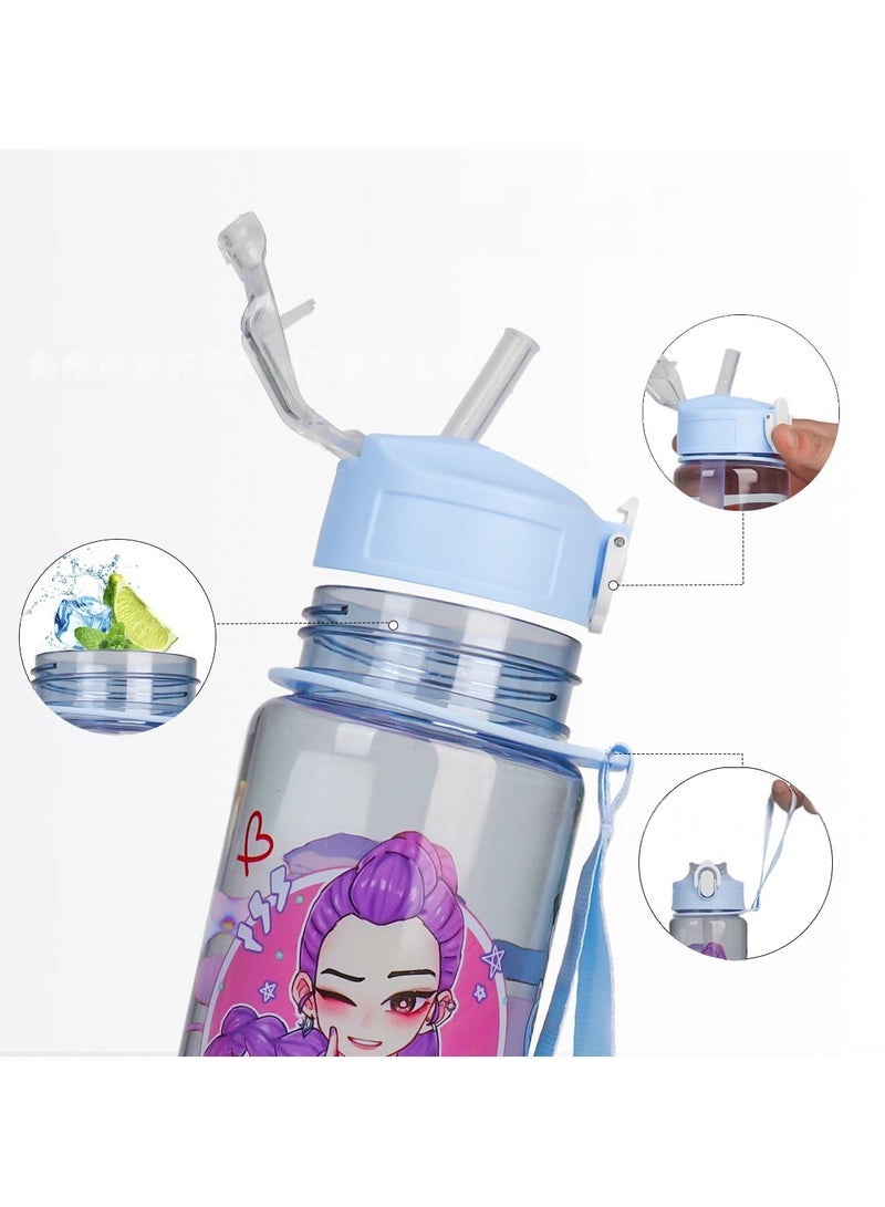 general K-pop Demon Hunter Kids' Straw Cup - Portable Outdoor Straw Cup Themed Printed Cartoon Water Cup Food-Grade Material, Leak-Proof & Shatter-Resistant Kids' School & Travel Water Cup - Image 2