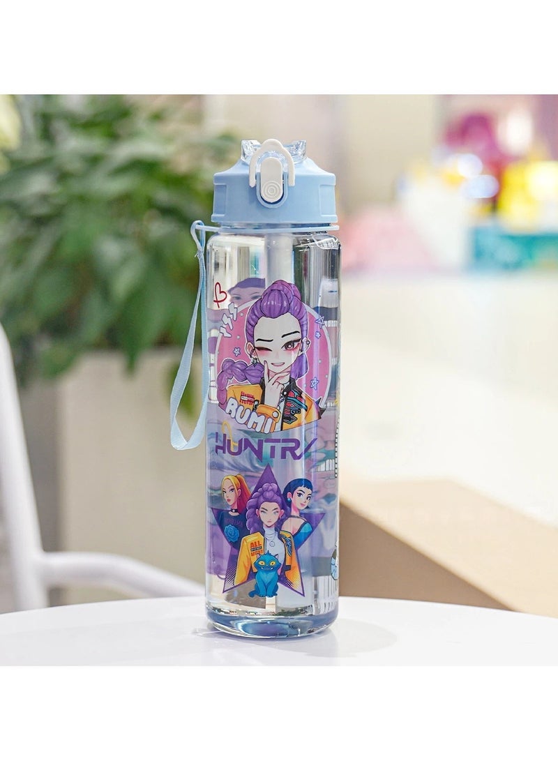 general K-pop Demon Hunter Kids' Straw Cup - Portable Outdoor Straw Cup Themed Printed Cartoon Water Cup Food-Grade Material, Leak-Proof & Shatter-Resistant Kids' School & Travel Water Cup - Image 1