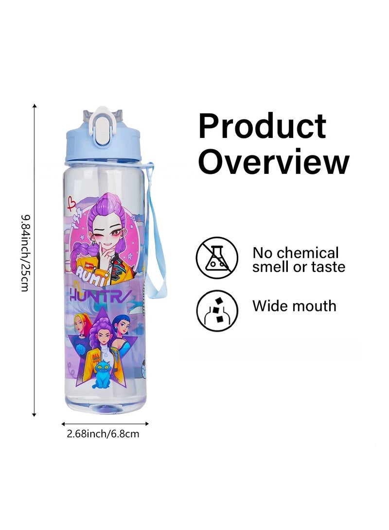 general K-pop Demon Hunter Kids' Straw Cup - Portable Outdoor Straw Cup Themed Printed Cartoon Water Cup Food-Grade Material, Leak-Proof & Shatter-Resistant Kids' School & Travel Water Cup - Image 3