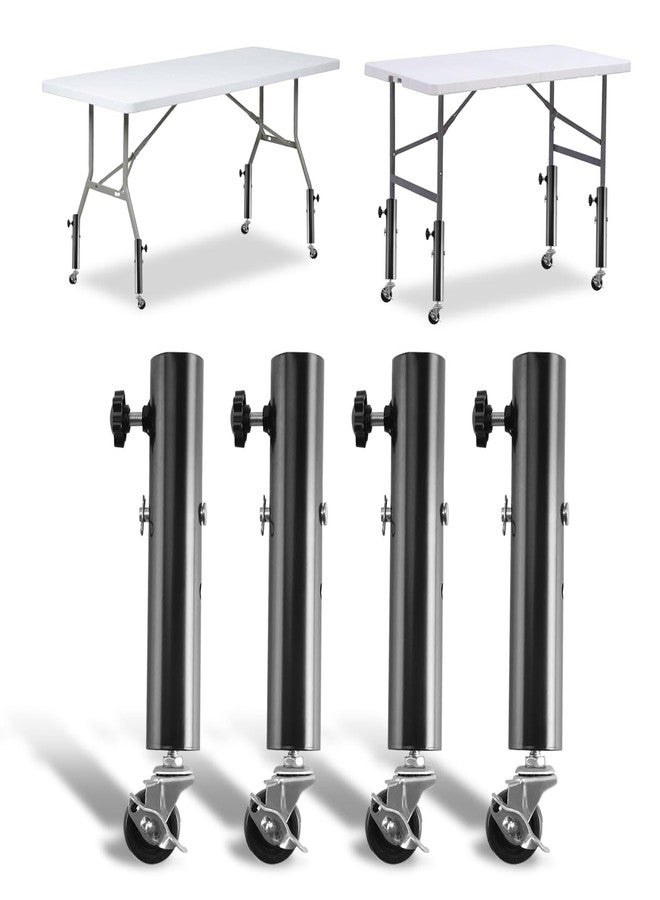 Domigard 4 Pcs Adjustable Height Furniture Support Legs with Wheels for Rise 5.1in/6.7in, Highly Durable Metal Folding Table Leg Risers, Adjustable Table Legs for Bed/Sofa/Cabinet/Couch/Dresser/Table - Image 1