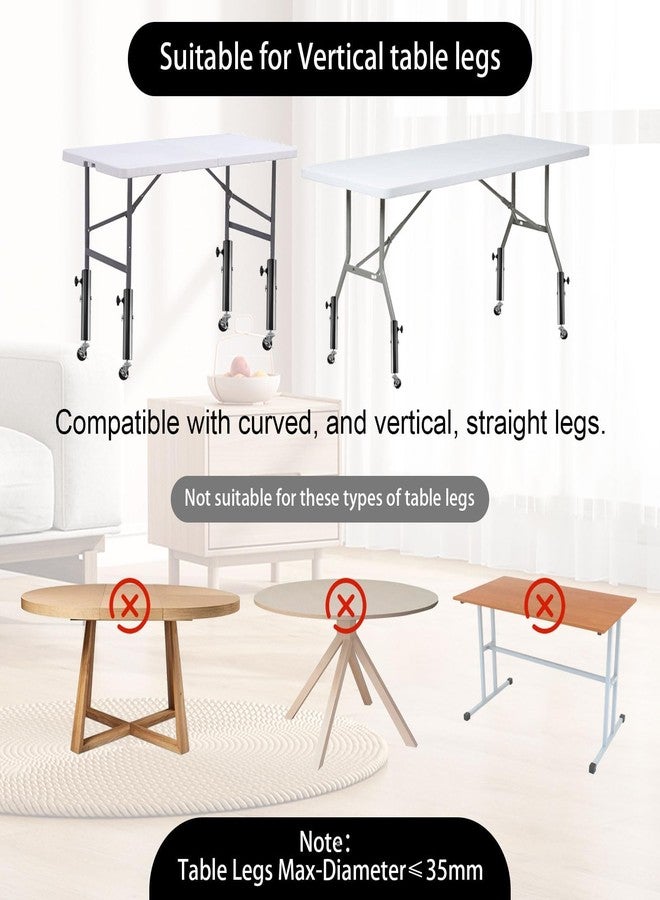 Domigard 4 Pcs Adjustable Height Furniture Support Legs with Wheels for Rise 5.1in/6.7in, Highly Durable Metal Folding Table Leg Risers, Adjustable Table Legs for Bed/Sofa/Cabinet/Couch/Dresser/Table - Image 5