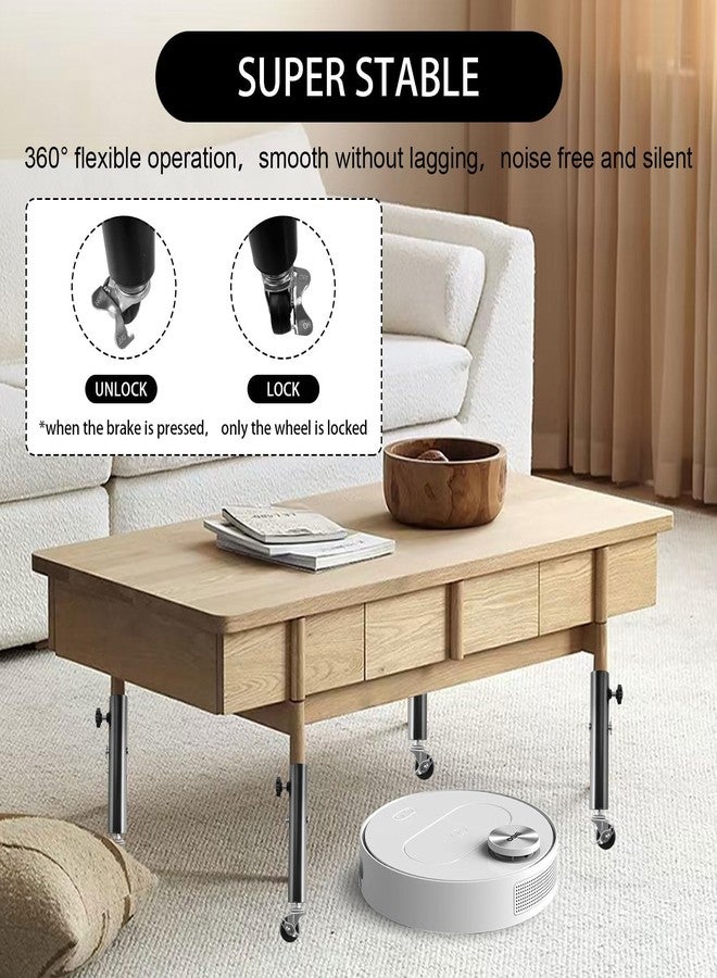 Domigard 4 Pcs Adjustable Height Furniture Support Legs with Wheels for Rise 5.1in/6.7in, Highly Durable Metal Folding Table Leg Risers, Adjustable Table Legs for Bed/Sofa/Cabinet/Couch/Dresser/Table - Image 3