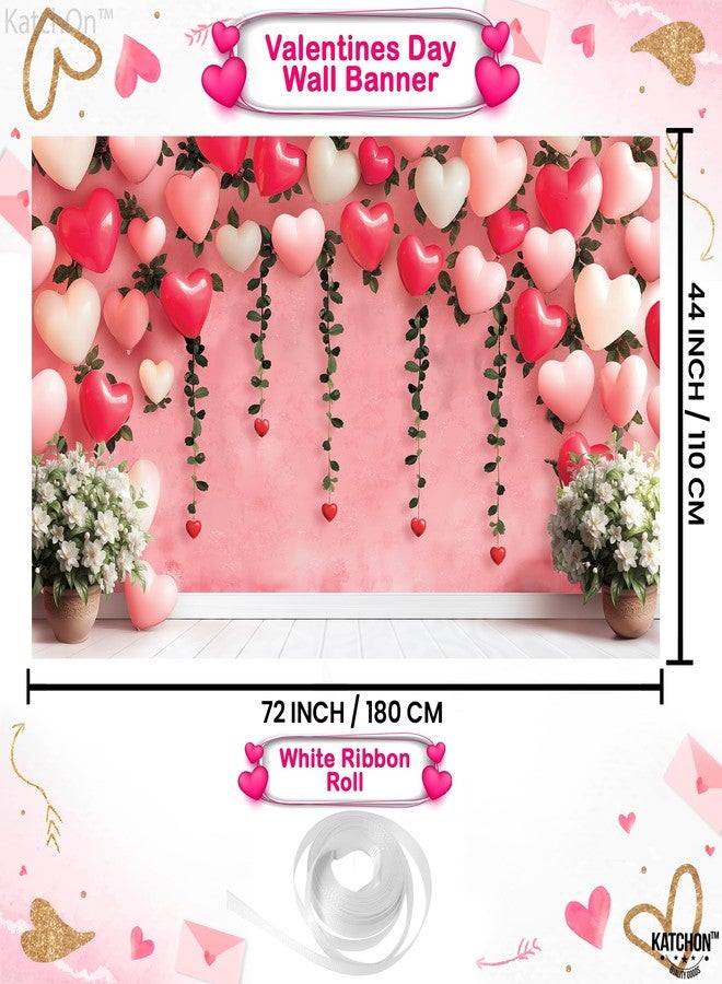 KatchOn, Heart Valentines Day Backdrop - XtraLarge, 72x44Inch | Valentines Backdrops for Photography | Happy Valentines Day Banner, Valentines Day Decorations | Wedding, Proposal Party Decorations - Image 3