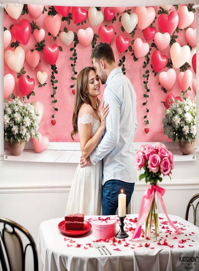 KatchOn, Heart Valentines Day Backdrop - XtraLarge, 72x44Inch | Valentines Backdrops for Photography | Happy Valentines Day Banner, Valentines Day Decorations | Wedding, Proposal Party Decorations - Image 2