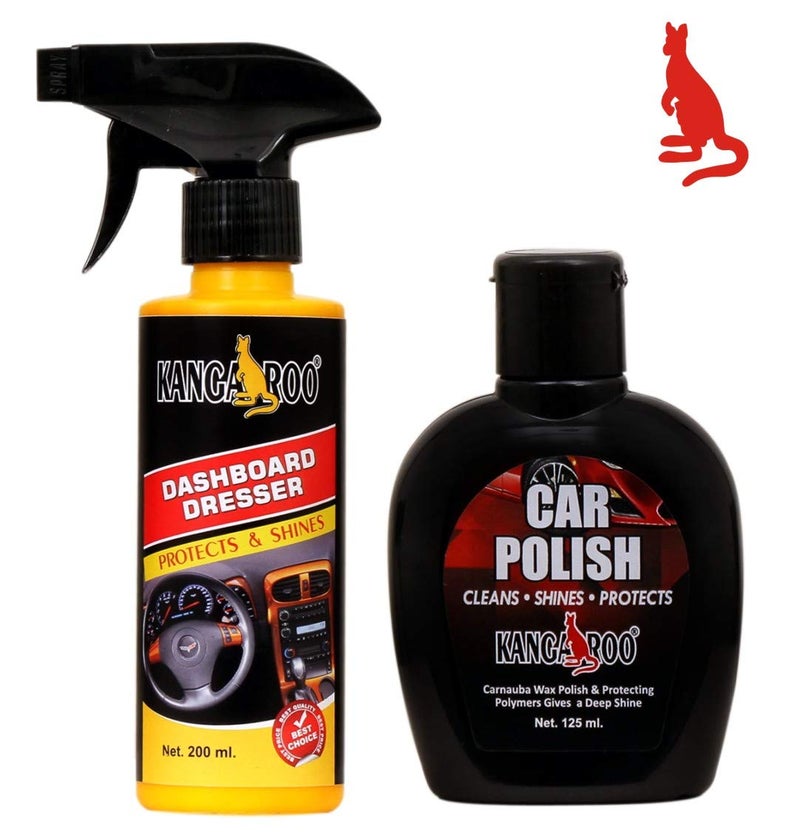 Kangaroo® CAR Polish 125ML + Dashboard Polish Spray 200ML + Two Foam PAD - Image 1