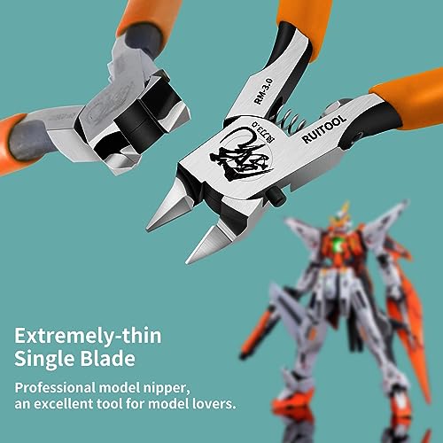 RUITOOL Model Nippers, Model Tools for Advancers to Repair and Fix Plastic Models, Ultra-thin Single Blade Model Nipper, Non-slip Grip 4.7 Inch Sprue Cutter for Plastic Model Building - Image 2