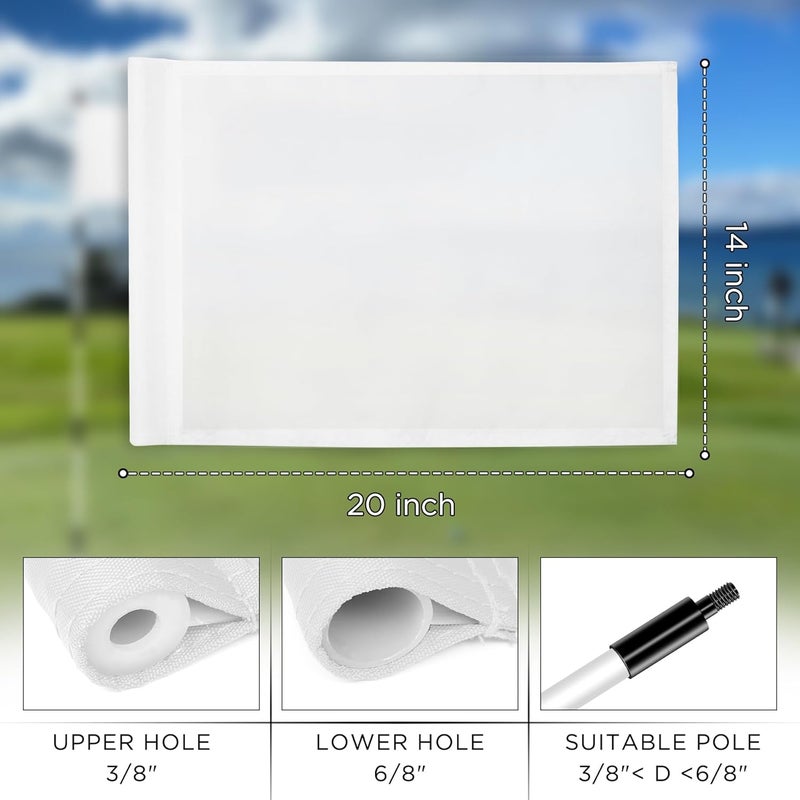KINGTOP Golf Flag 20x14 Inch - Plain White, 420D Nylon, Tube Inserted - Standard Putting Green Flags for Backyard Practice, Golf Courses, Country Club, 3-Pack - Image 3