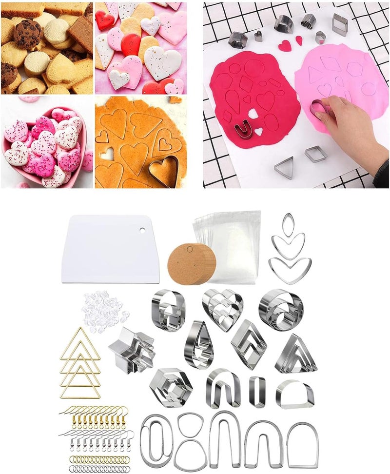 klarako Stainless Steel Polymer Clay Cutters Clay Earring Cutters for Jewelry Making Pendant Charms - 141 Pieces - Image 2