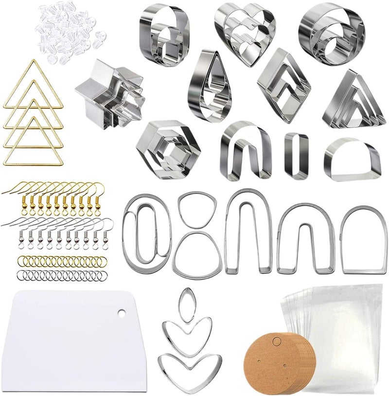 klarako Stainless Steel Polymer Clay Cutters Clay Earring Cutters for Jewelry Making Pendant Charms - 141 Pieces - Image 1