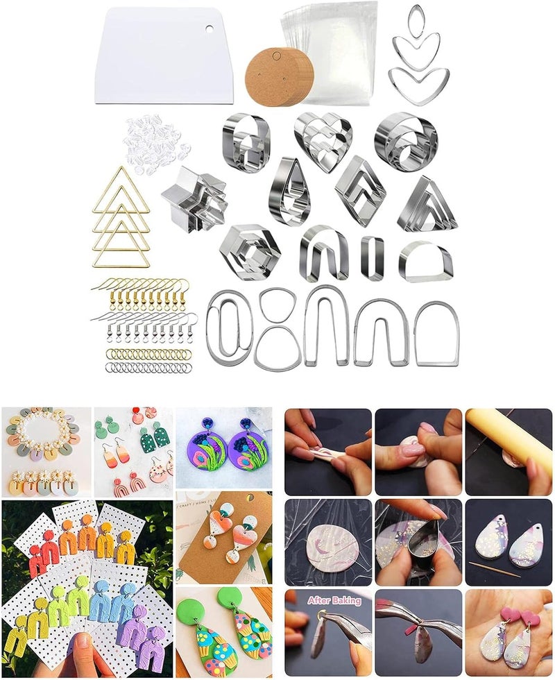 klarako Stainless Steel Polymer Clay Cutters Clay Earring Cutters for Jewelry Making Pendant Charms - 141 Pieces - Image 3