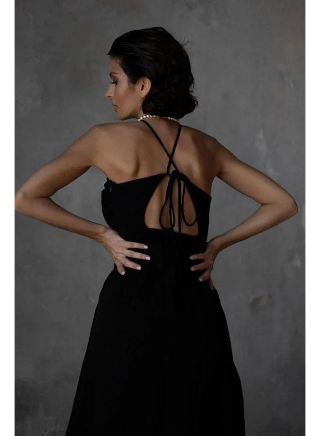 Bohemai  Mykonos Black Muslin Dress for Women | Best Price UAE