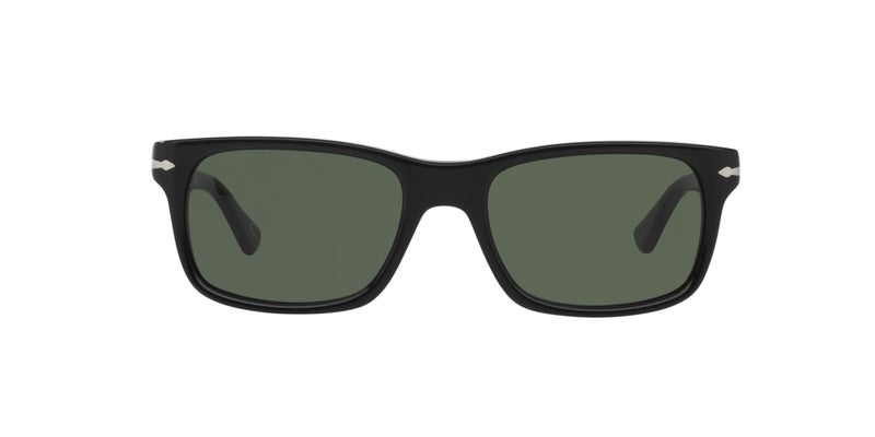 Persol PO3048S Rectangular Sunglasses, Black/Green, 58 mm - Image 1